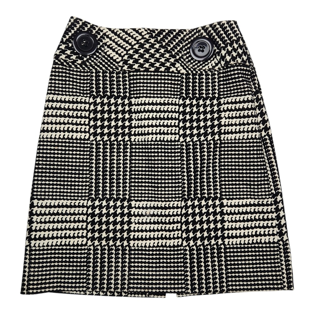 Vintage Houndstooth Mini Skirt‎ Sara Jane Size S Black White Mod Chic 60s Style